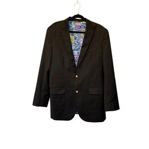 Robert Graham Mens Black Blazer With Colorful Artistic Lining Size 44